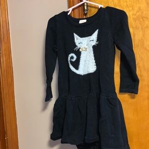 Gymboree black sweater dress with white cat 3t